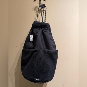 Victoria's Secret PINK black drawstring backpack NWT
